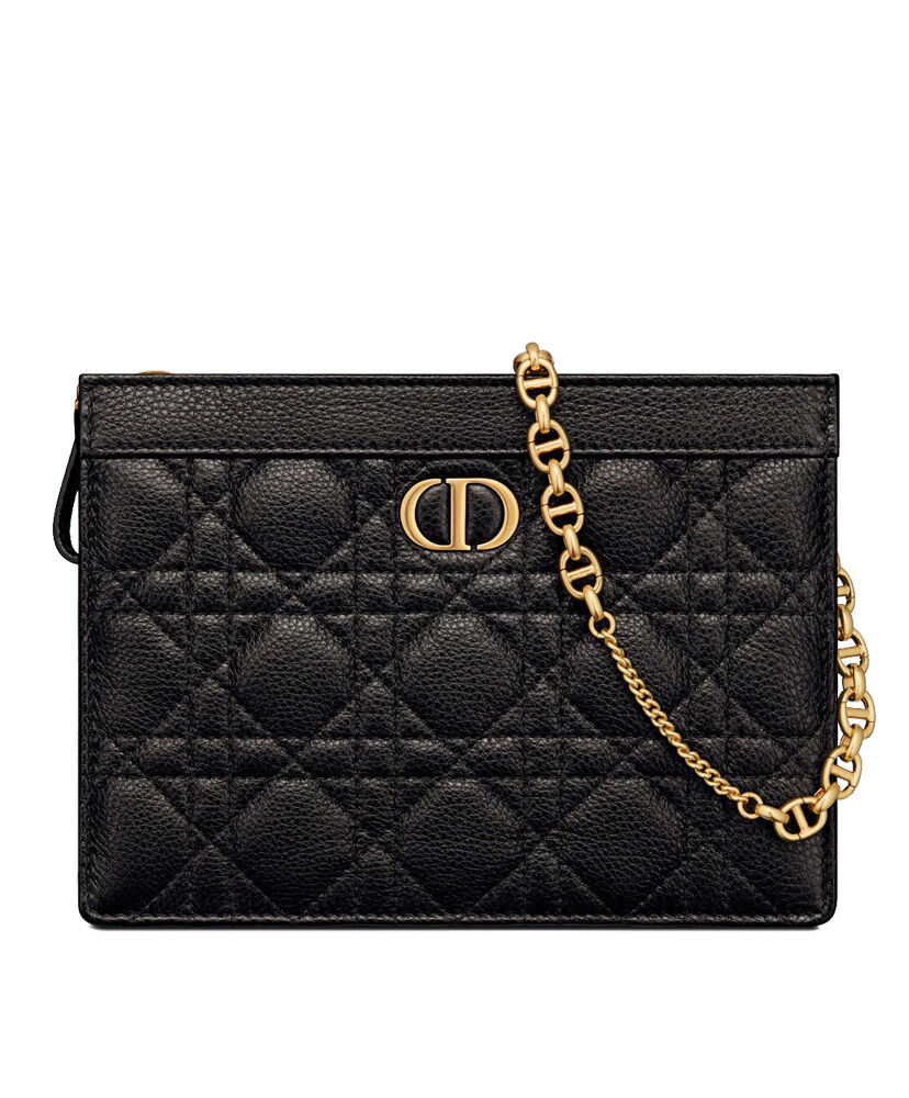 Christian Dior Caro Zipped Pouch Cowhide Black